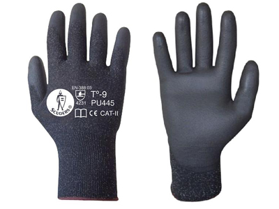 Imagen Nuevo guante de protección PU445 Jomiba de Poliuretano negro + hilo de fibra de vidrio.